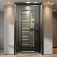 Portes d'entrée de sécurité ZS personnalisées en acier inoxydable, design moderne, étanches, insonorisées et antivol pour villas et maisons