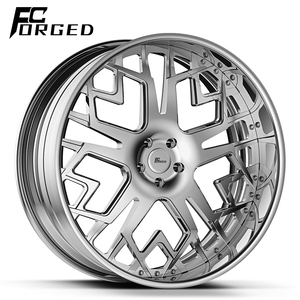 Rodas Forjadas Pretas Brilhantes de 24, 26, 28 e 30 Polegadas, Rodas Personalizadas de 2 Peças com Borda Profunda de 8 Polegadas - Product Image 1