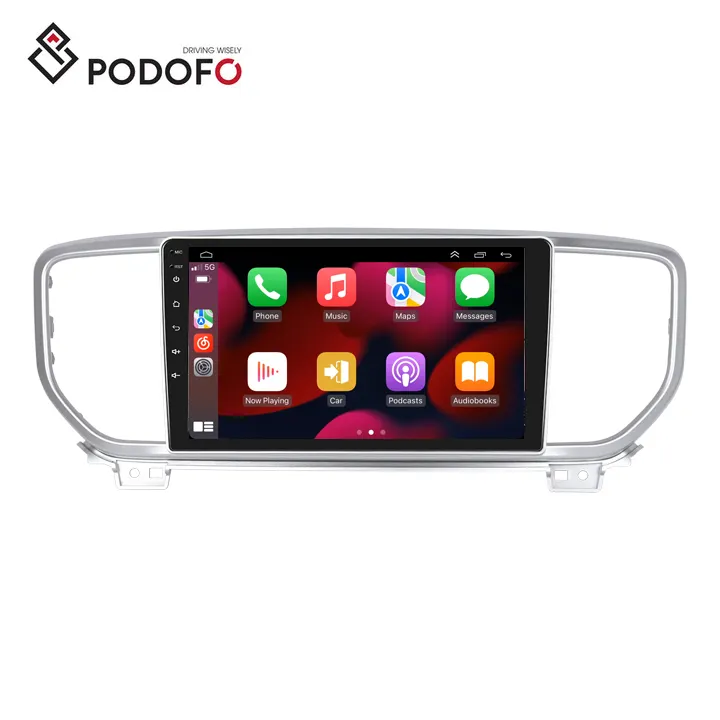 Podofo Double Din 9 pouces Android autoradio Carplay Android Auto pour Kia KX5/Sportage R 2019 RDS HIFI vente en gros EU/US/RU Stock
