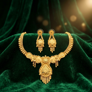 Conjunto de joyas de diseño tradicional con relleno de oro de 14K, 18 y 24K al por mayor, collares de moda de oro de latón, conjunto de collares cortos de formación de oro - Product Image 2