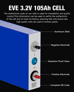 Noi STOCK 3.2V 105Ah Deep Cycle LiFePO4 celle LF105 nuovissime celle prismatiche fai da te di grado 4 - Product Image 4