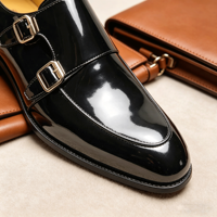 Chaussures habillées classiques pour hommes en cuir verni léger à double boucle, style Monk Strap, pour affaires et mariages, collection Cape Fashion