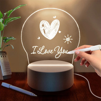 Lámpara de mesa creativa personalizada DIY 3D luz de noche escrita a mano acrílico en blanco luces de ilusión LED para niños tablero de mensajes
