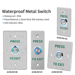 Kiểm soát truy cập không thấm nước Nút chuyển đổi kim loại <span class=keywords><strong>Exit</strong></span> <span class=keywords><strong>push</strong></span> <span class=keywords><strong>button</strong></span> <span class=keywords><strong>Door</strong></span> IP65 không thấm nước mở đẩy để thoát khỏi nút - Product Image 2