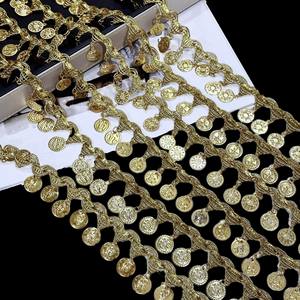 डिय कपड़े सहायक सोने की ब्रेडेड फीता 35 मिमी पोशाक शिल्प सजावटी त्रिकोण टास्सेल पत्ती डिजाइन टोपी फीता ट्रिम्स - Product Image 6