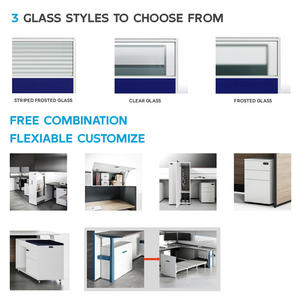 Parete Divisoria per Ufficio Moderna con Telaio in Legno e Vetro, Pannelli Flessibili e Regolabili Satinati/Trasparenti, Facile Installazione - Product Image 3