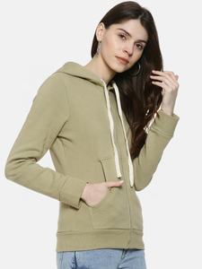 Sudadera con Logotipo Personalizado, Sudadera con Capucha Color Caqui para Mujer, Vestido con Estampado y Bordado, 100% Algodón, Ropa de Mujer 2021, OEM - Product Image 5