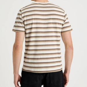 T-shirt da uomo girocollo a maniche corte oversize in cotone pesante 100% personalizzata, a righe, colore <span class=keywords><strong>ecru</strong></span> - Product Image 2