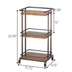 Chariot de bar en bois à 3 niveaux SENYU avec roulettes, mobilier de cuisine moderne et portable - Product Image 5