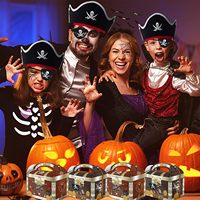 12 Uds cajas de cofre de regalo de tesoro cajas de recuerdo de caramelo de pirata de cartón para Halloween juego de caza del tesoro fiesta temática de pirata