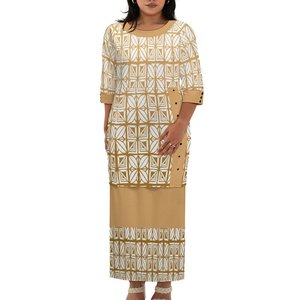 <span class=keywords><strong>Abito</strong></span> Puletasi Polinesiano Samoano Tribale a <span class=keywords><strong>Maniche</strong></span> <span class=keywords><strong>3</strong></span>/<span class=keywords><strong>4</strong></span>, Casual, Taglie Forti, Lungo Maxi, Set Due Pezzi con Gonna, Vita Naturale - Product Image 1