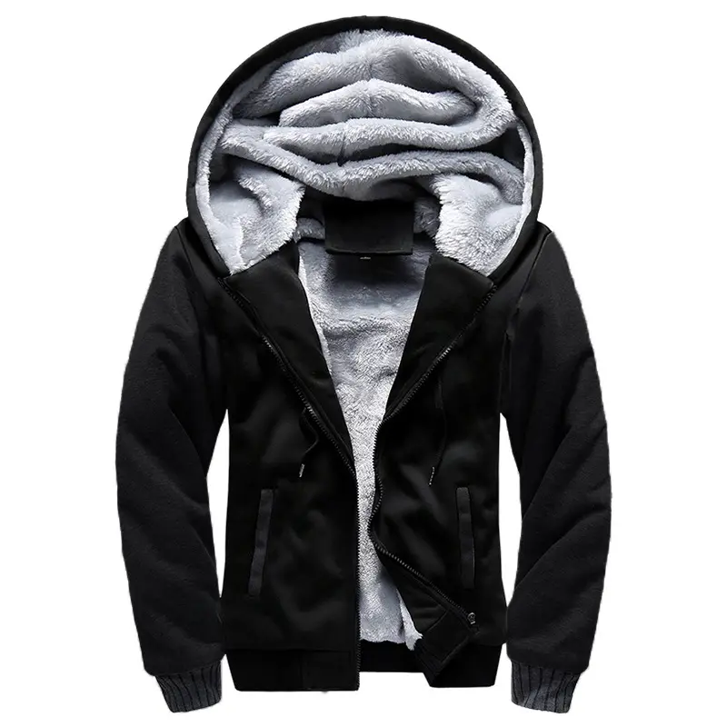 D0802ME60 Sporty European and American Men Solid Color Thick Hoodie Patchwork Hoodie Coat Sehe Fashion