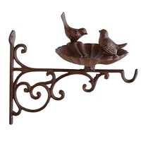 Esschert Design Vente en gros Mangeoire à oiseaux murale en fonte antique et bain pour oiseaux avec support de jardin