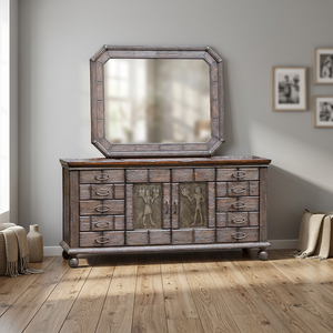 Aparador Leonard de Madera Maciza, Diseño Clásico Rústico Envejecido, Mueble para Sala de Estar, Hogar u Hotel - Product Image 3