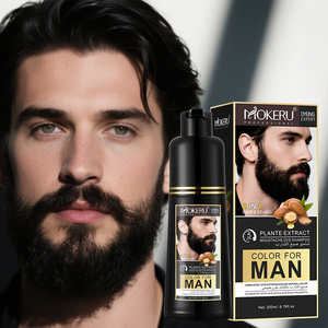 MOKERU Shampoo Colorante per <span class=keywords><strong>Capelli</strong></span> a Base Vegetale per <span class=keywords><strong>Uomo</strong></span>, Tinta Nera Naturale Permanente in 5 Minuti con Olio di Argan Biologico, per Barba e <span class=keywords><strong>Capelli</strong></span>, 200ml - Product Image 2