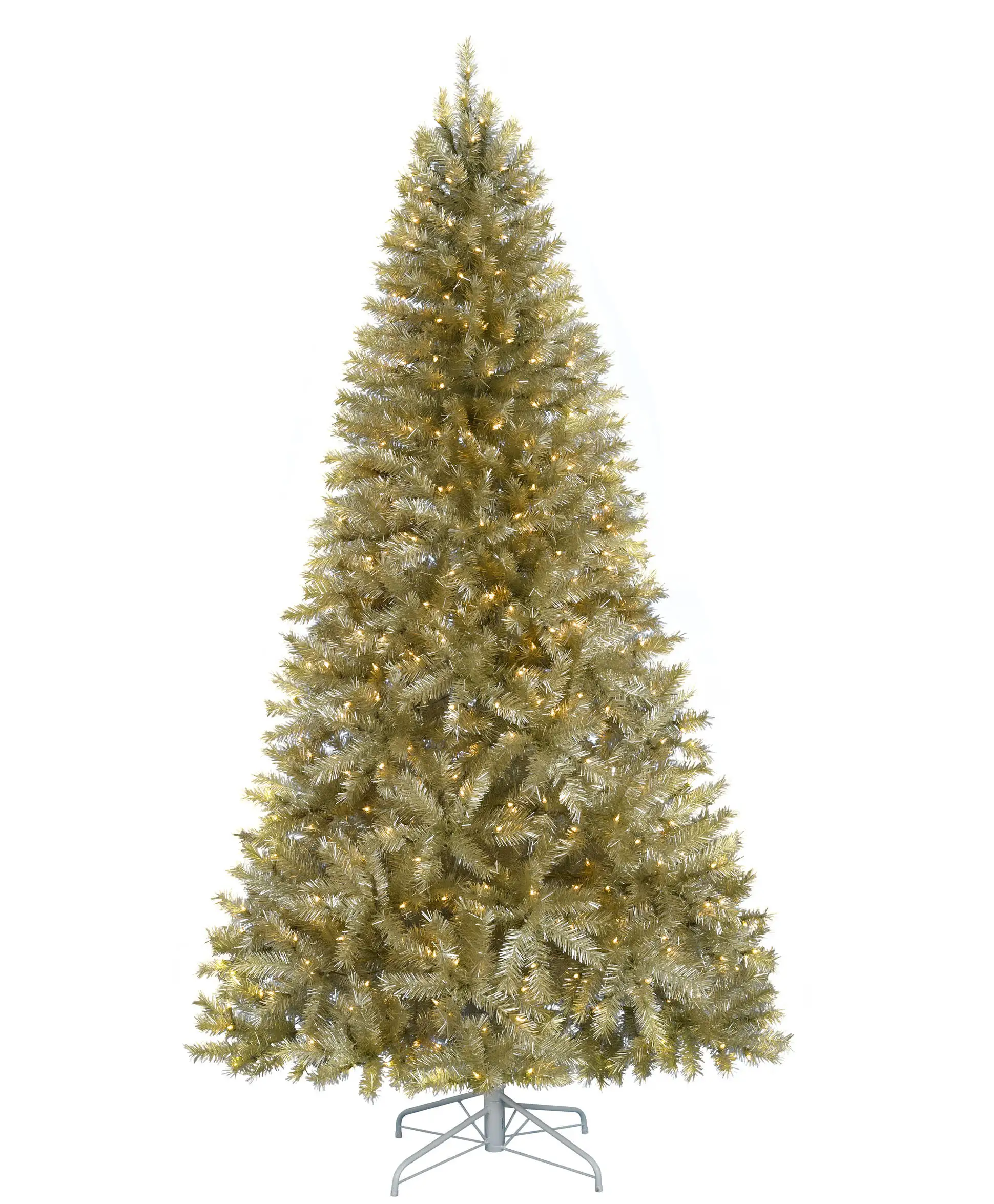 collapsible LED christmas trees supplier champagne gold pre lit artificial tree