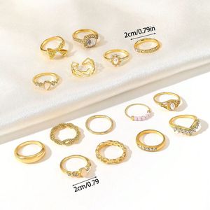 Ensemble de bagues pour femmes de style bohème, plaqué or, design en forme de nœud, tendance, à porter en superposition, pour les occasions d'anniversaire - Product Image 3