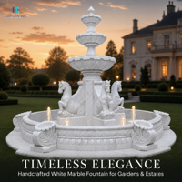 Fontaine Luca à plusieurs niveaux en marbre blanc |   Statue de cheval multicouche pour jardin, sculpture d'extérieur, fontaine d'eau, patio, villa, sur mesure