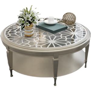 Mesa de Centro de Vidrio Templado de Lujo Estilo Americano, Mueble de TV de Madera Móvil para Sala de Estar de Apartamento Pequeño, Muebles Modernos - Product Image 5