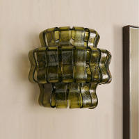 Applique murale de luxe 12,5 pouces en verre et cristal américain, style rétro haut de gamme, pour salon, chevet, escalier, chambre d'hôtel simple