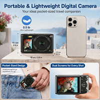 Çift Ekranlı 5K Dijital Kamera 80MP AF 18X Zoom WiFi Vlog Kamerası Taşınabilir Cep Dijital Kamerası Seyahat Selfie'leri için Web Kamerası Fonksiyonu