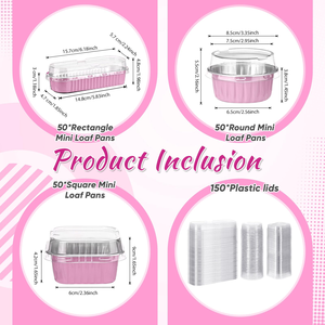 Mejor Precio de Fábrica: Caja de Aluminio para Alimentos, Bandeja Desechable, Vaso para Hornear, Paquete de Papel de Aluminio, Mini Molde para Pan de 200ml con Tapas de Plástico - Product Image 2