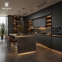 Meubles de cuisine modernes en acier inoxydable sur mesure, design pliable pour une installation facile, assemblage complet de la cuisine pour maison et villa