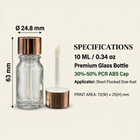 Flacon en verre pour gloss à lèvres de 10 ml avec couvercle métallique, tubes pour gloss à lèvres en verre