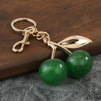 Glitter Cherry Ball sleutelhanger legering blad kreeftgesp splitring voor hangdecoratie op de handtas