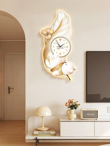 <span class=keywords><strong>Horloge</strong></span> murale analogique style plume <span class=keywords><strong>d</strong></span>'oiseau couleur crème silencieuse pour salon et salle à manger, <span class=keywords><strong>fond</strong></span> de télévision - Product Image 4