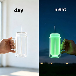 Bicchiere Globo di Neve da 16oz con Manico, Luminoso al Buio, con Foro Pre-Forato, Bottiglia Tumbler in Plastica a Doppia Parete - Product Image 2