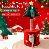 Sapin Noël Arbre à Chat Griffoir Chat avec Cachette 85 cm Lin Style Mignon Toutes Saisons Intérieur Empreinte Réduite Tour Chat