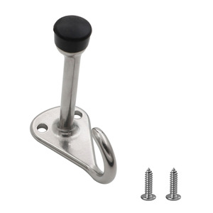 Tope de Puerta de Acero Inoxidable con Gancho, Soporte de Pared, Amortiguador de Puerta Silencioso, Diseño Minimalista - Product Image 3