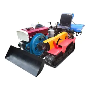 field 25hp 35hp rubber track ploughing rotary tiller mini crawler tractor ploughing machine agricultural