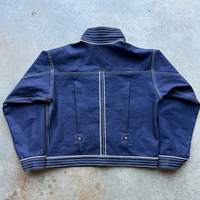 Vente en gros 14oz Heavyweight Hombre Washed Hommes Denim Veste Boxy recadrée boutonnée à rayures pour hommes Jeans Veste