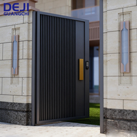 Porte d'entrée principale de style moderne américain, porte extérieure en aluminium, porte d'entrée noire pour maison, villa