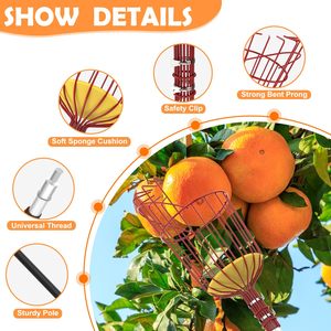 Pôle télescopique de 20 pieds, outil de jardinage manuel, cueilleur de pommes personnalisable pour la cueillette des fruits, option OEM disponible - Product Image 3