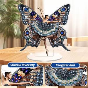DIY Papillon Danseur Diamant Peinture Ornement De Table Forme Irrégulière 2D Plat Acrylique Creative Diamant Peinture Bureau Ornement - Product Image 3