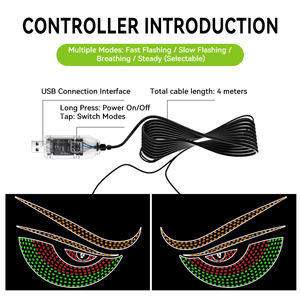 Lámpara de Expresión Divertida, Ojos de Diablo, Panel LED Matrix, Pantalla Flexible, Decoración de Ventana, Resistente al Agua IP67, para Camiones y Automóviles, 12V 5W - Product Image 6