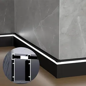 Custom Modern Flooring Baseboard Lighting Profile Recessed Aluminum Skirting Board With LED Light