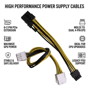 Power Supply 4P to 8P 4pin to 8pin Extension Cable Assembly Copper Core PVC Insulation 50MM Length Electronic - Product Image 1