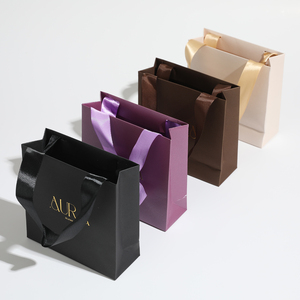 High Quality Paper Bag with Ribbon Handles Jewellery Luxury <b>Wedding</b> Gift Shopping Custom Logo Printed Paper Jewelry Bags - Product Image 3