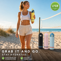 Bouteille d'eau sport isotherme en acier inoxydable à double paroi sous vide de 600 ml avec couvercle rabattable et poignée de transport, vente en gros OEM