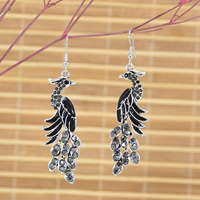 Boucles d'oreilles paon 12 couleurs pour femmes, pendantes bohèmes avec crochet, hypoallergéniques, style vintage, pour fêtes et occasions spéciales