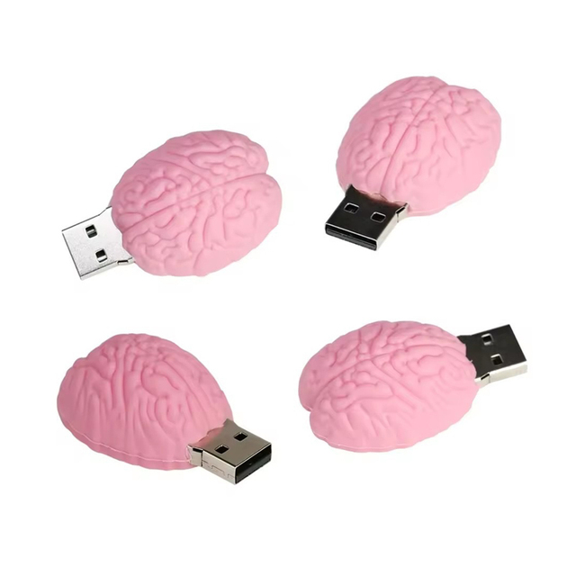 Cartoon Silicone Brain Heart Shape LOGO Print Medical Promotional High Speed Memory 2.0 3.0 Disk Storage Flash Drive