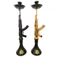 Vente en gros transfrontalière de pipes à fumer en verre, chichas style AK47 et ensembles de chichas arabes à thème AK47 avec miroir