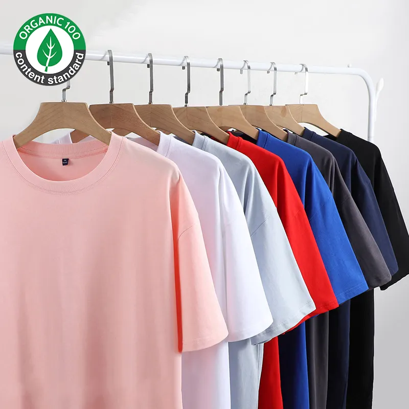 Oem Custom Logo Graphic T Shirts Organic Cotton Loose Fit Little Drop Shoulder Brand Blank Plain Tee Shirt Men T Shirt Oversize