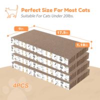 4 packs de griffes pour chats avec boîte, griffoir en carton pour chats d'intérieur