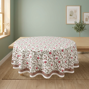Nappe florale ronde pour table à manger, housse de table imprimée à motifs floraux, style linge de table, décoration pour la maison et les fêtes - Product Image 2
