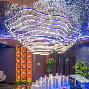 Lampadario Moderno Nordico in Metallo Blu per Hotel, Ufficio e Centro Commerciale, Lampada a Sospensione Personalizzata per Lobby Artistica e Creativa - Product Image 4